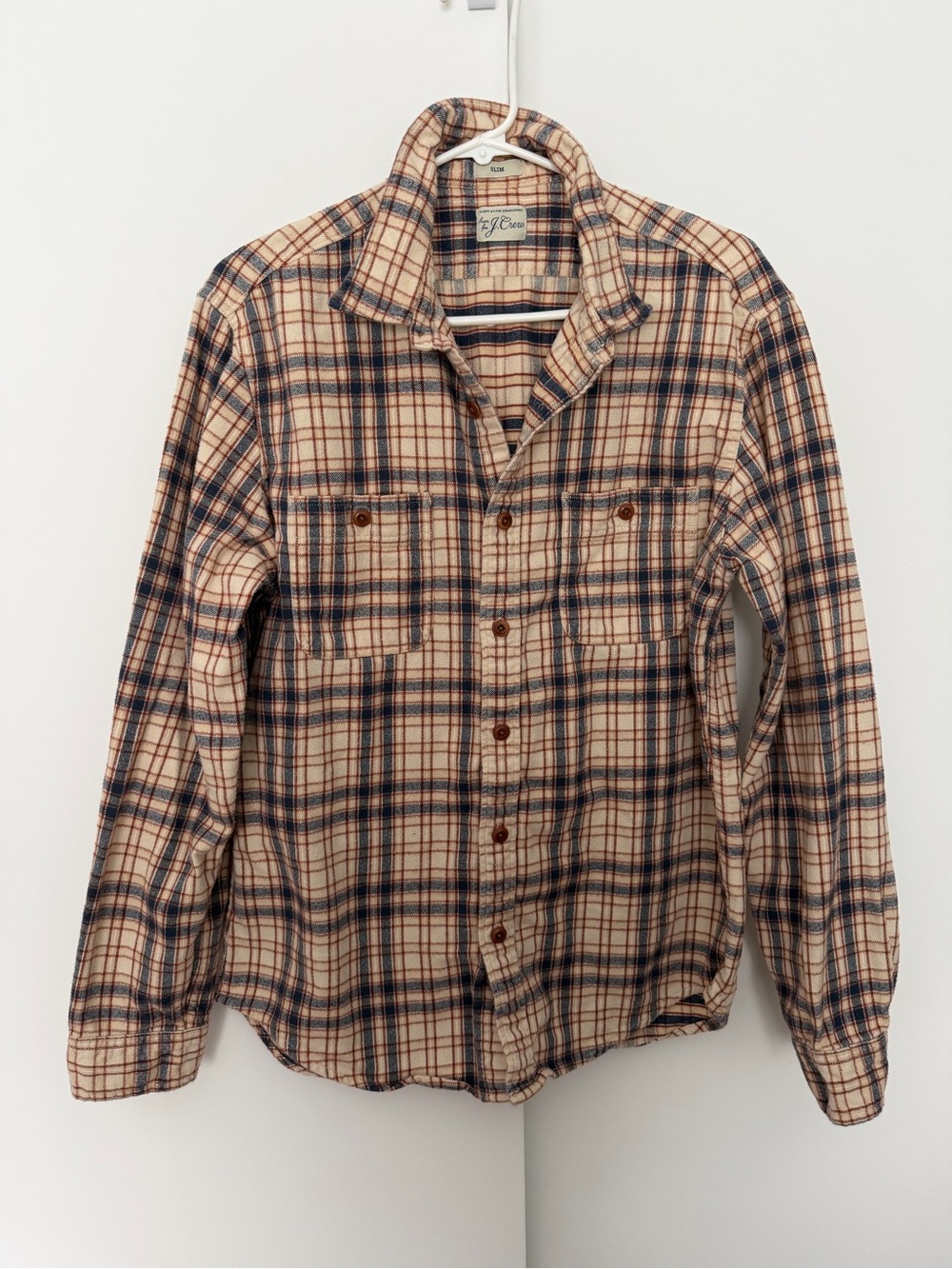 J. Crew Men's Flannel Button Down Shirt Long Sleeve Pockets 100% Cotton Large